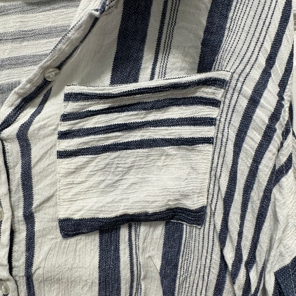Hannah Woman Blouse Top Shirt Button Up Striped Long Sleeve Blue White S… - Picture 3 of 5